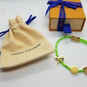 Louis Vuitton Fluo Neon Green Gold Cord Bracelet
